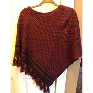 Burgundy knit poncho